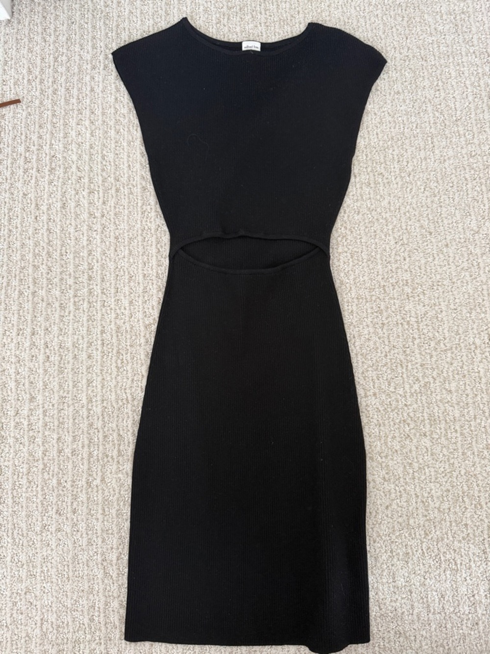Wilfred Black Cutout Ribbed Midi Dress